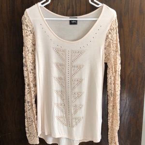 Daytrip cream peach long sleeve lace